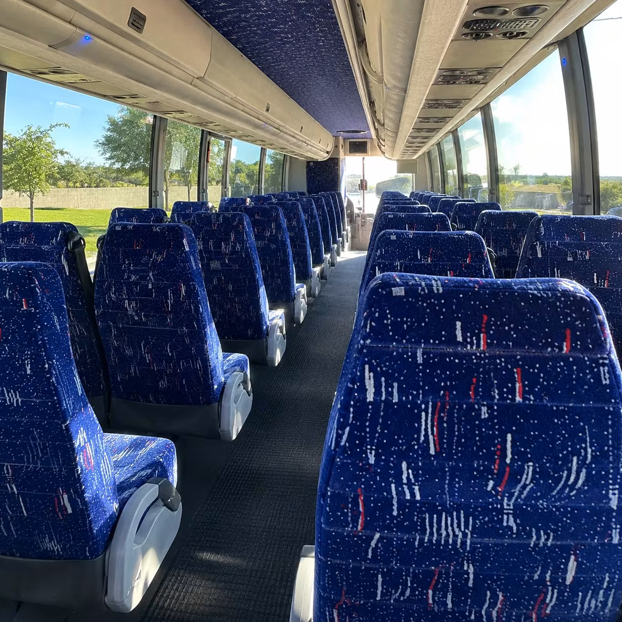 56 passenger charter bus inside